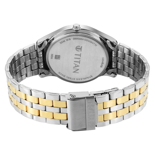 Titan Karishma Black Dial Dual Color Stainless Steel Strap Analog Watch For Men