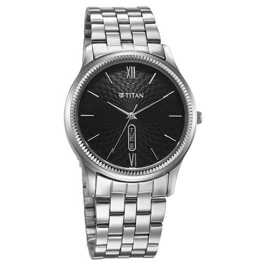 Titan Karishma Black Dial Silver Stainless Steel Strap Analog Watch For Men