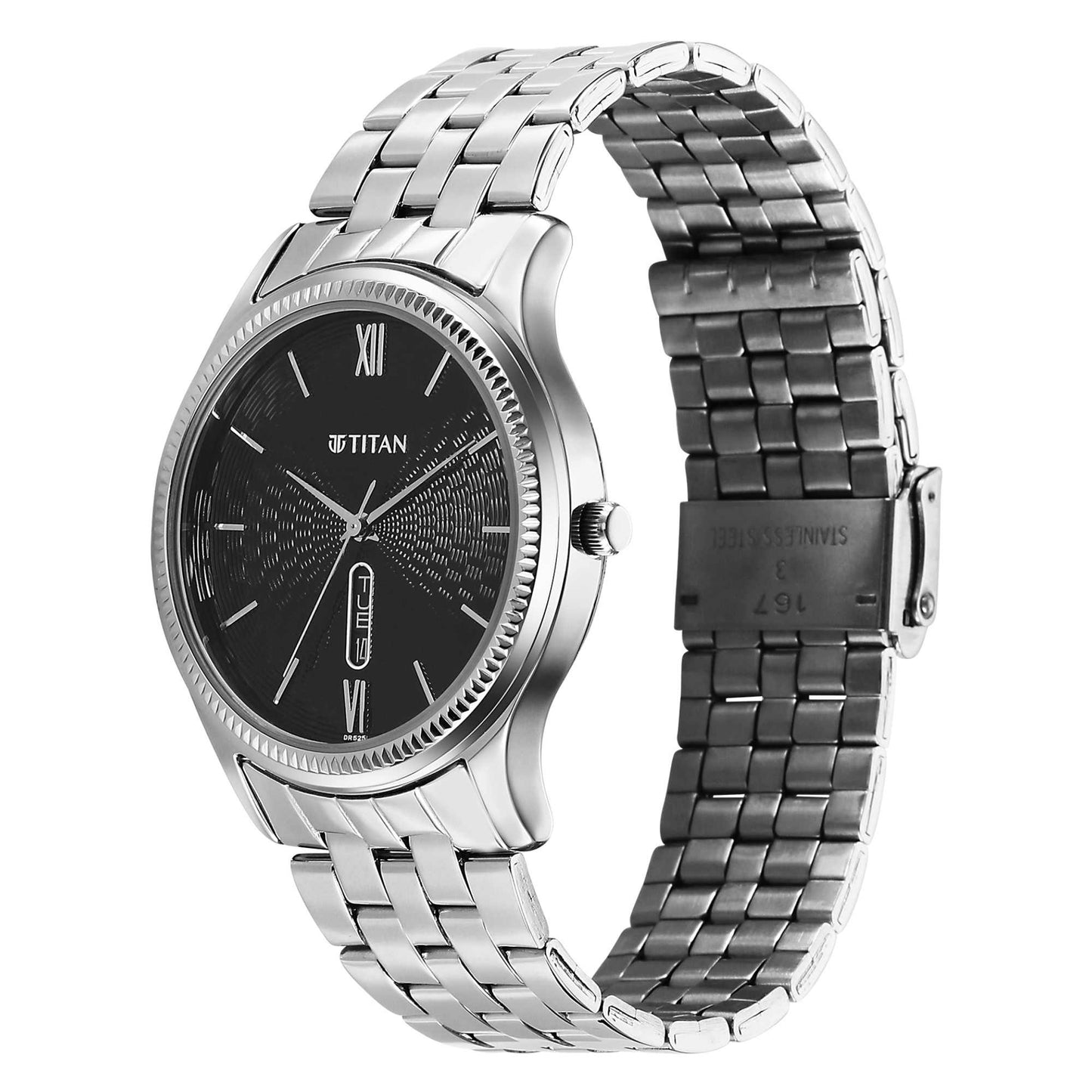 Titan Karishma Black Dial Silver Stainless Steel Strap Analog Watch For Men