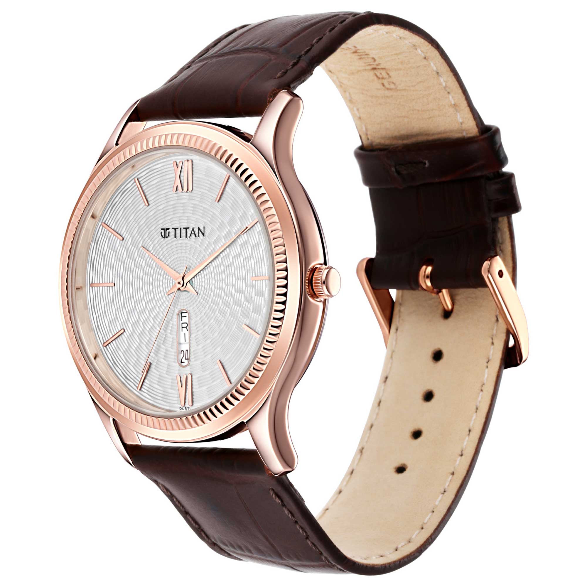 Titan Analog with Day and Date White Dial Leather Strap watch for Men
