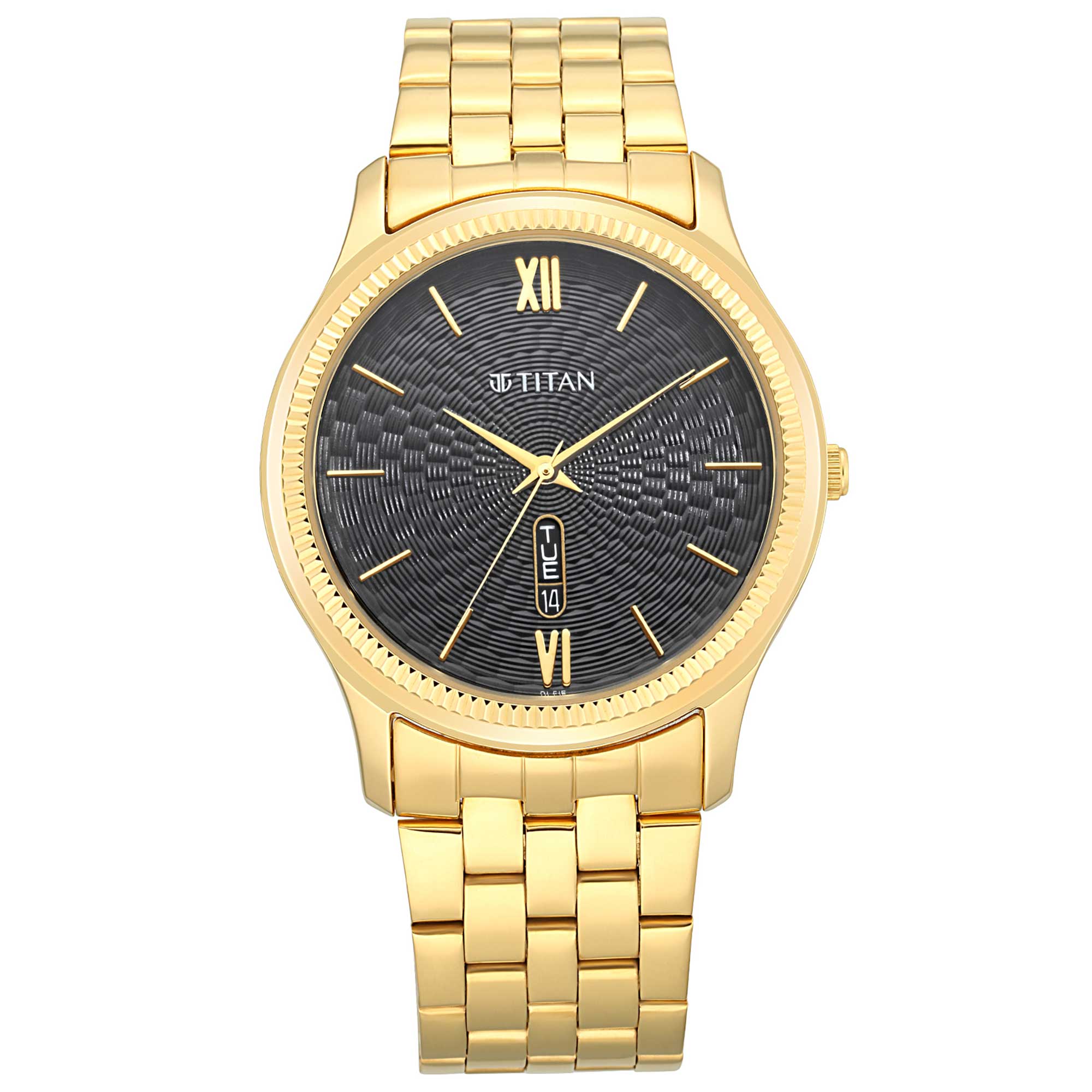 Black Dial Metal Strap Watch (1824YM01)