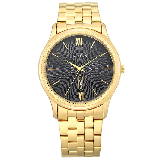 Black Dial Metal Strap Watch (1824YM01)