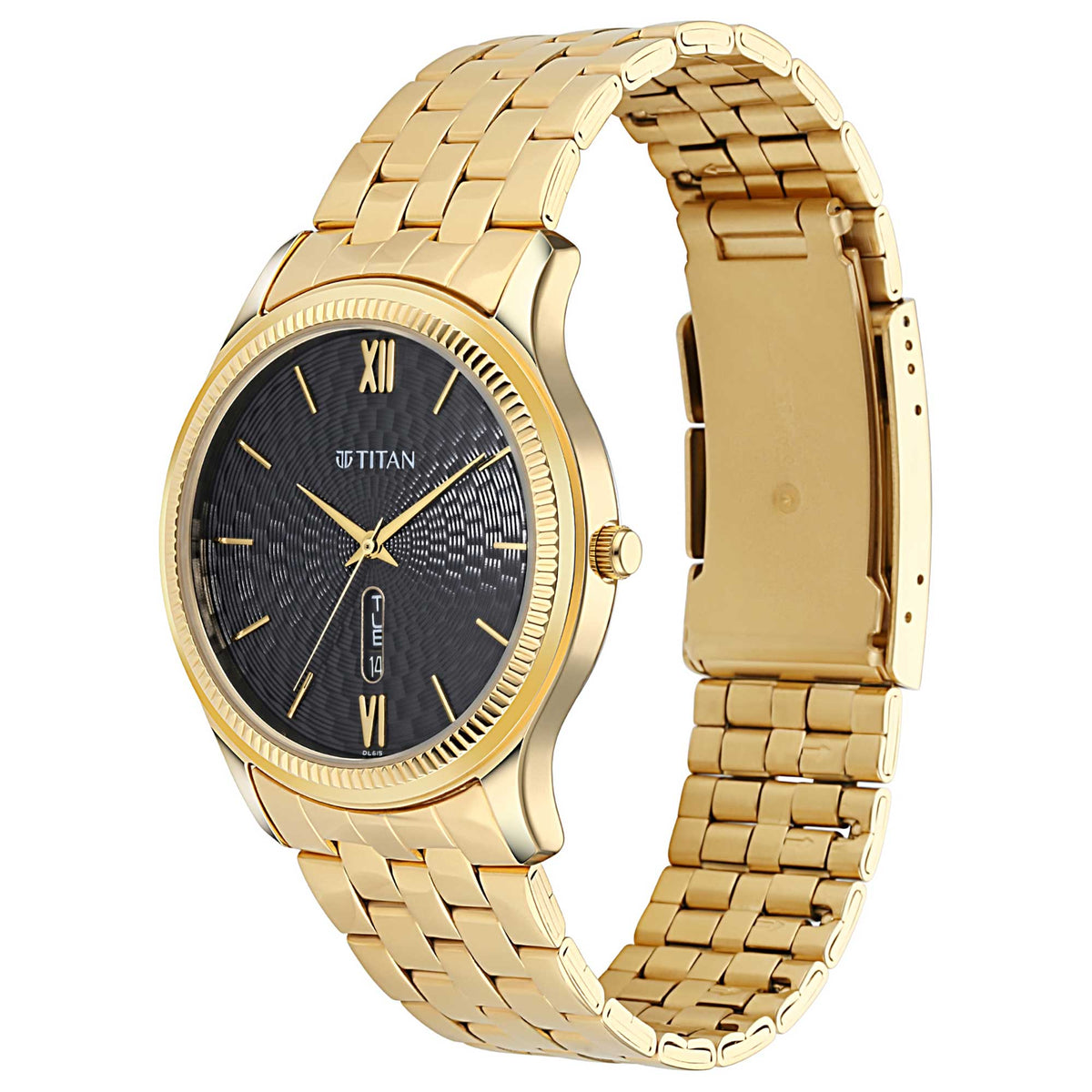 Black Dial Metal Strap Watch (1824YM01)