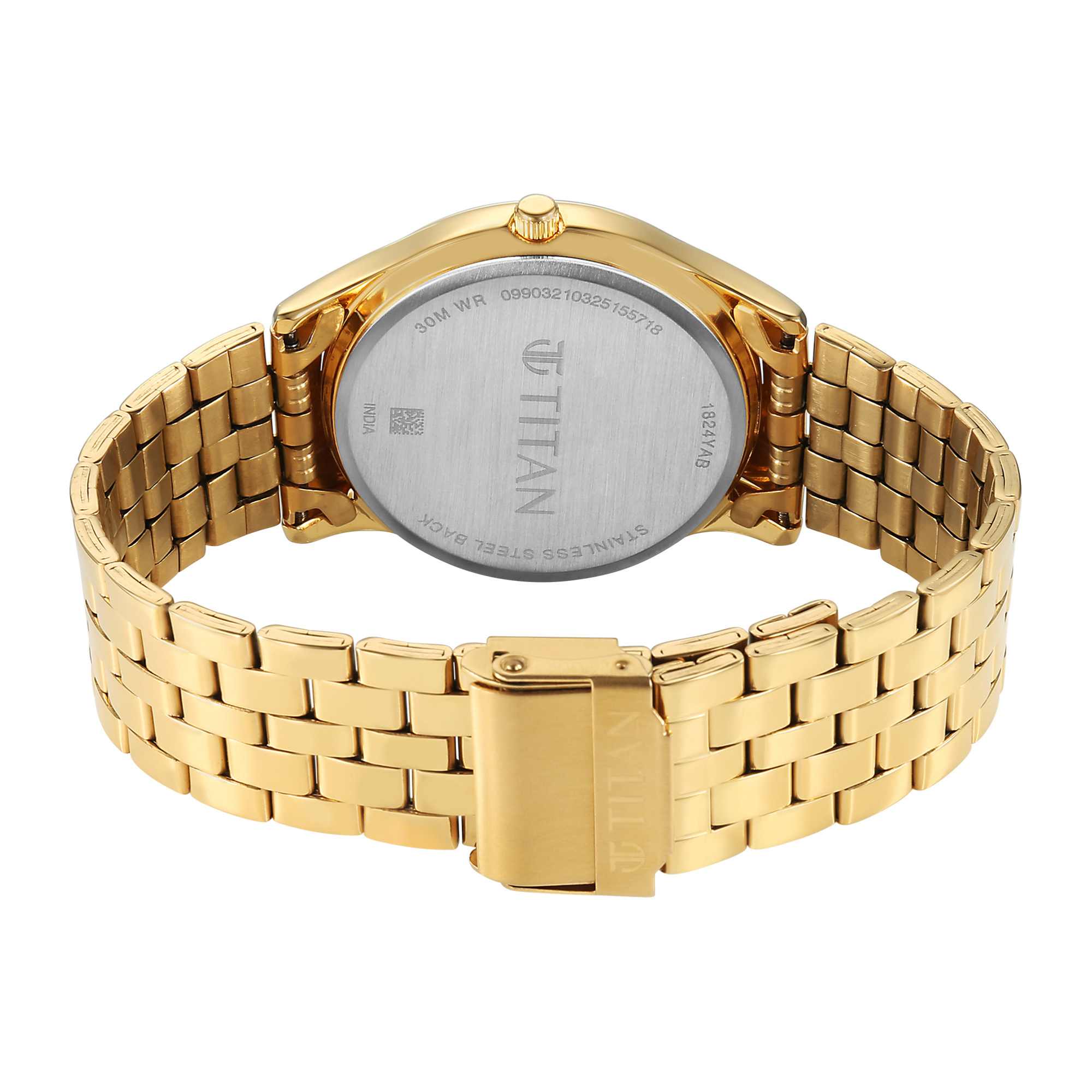 Titan Karishma Silver White Dial Golden Stainless Steel Strap Analog Watch For Men