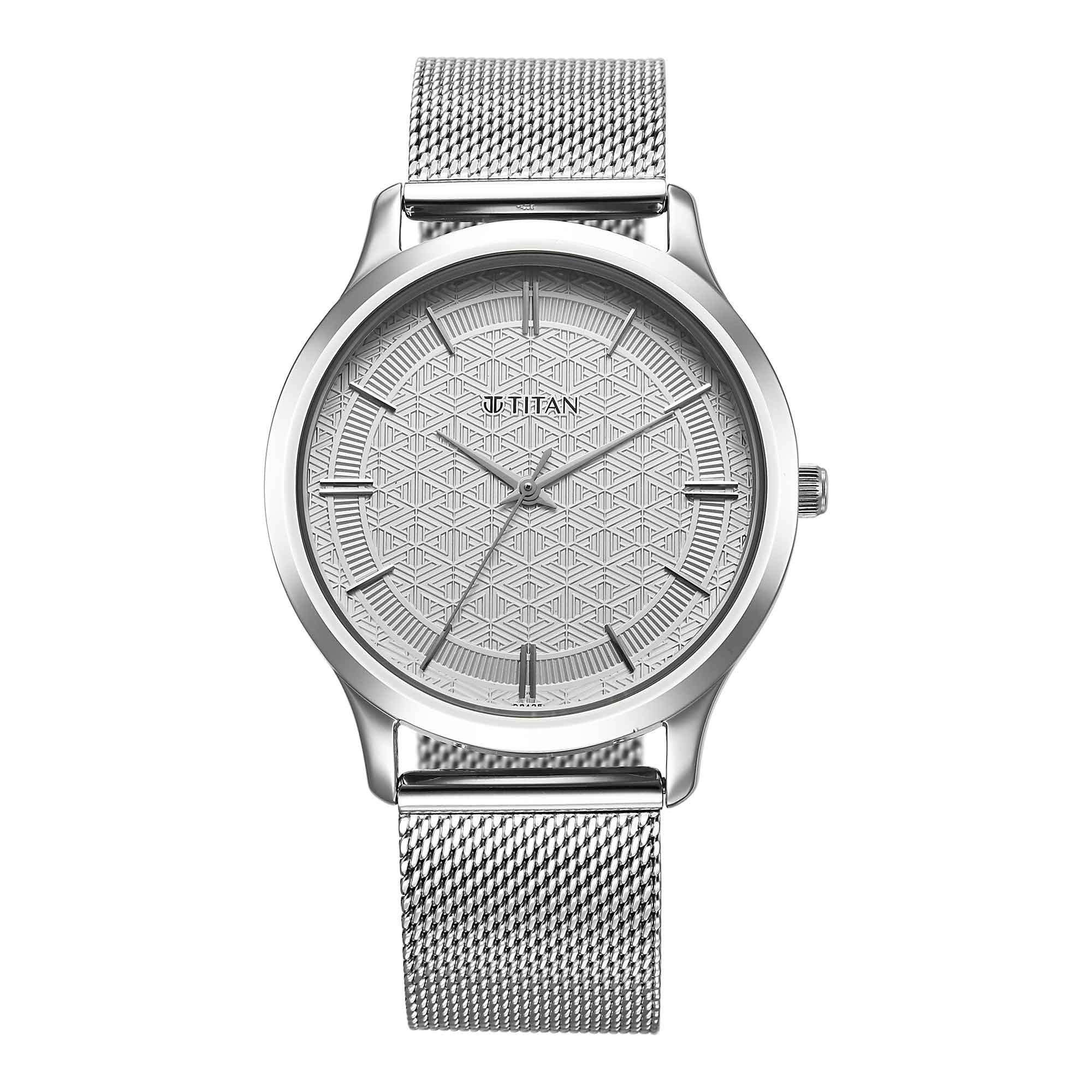 Titan Karishma Silver Dial Metal Strap Analog Watch for Men
