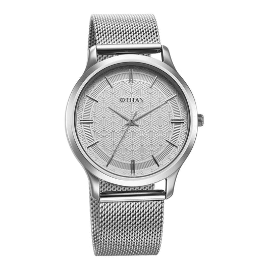Titan Karishma Silver Dial Metal Strap Analog Watch for Men