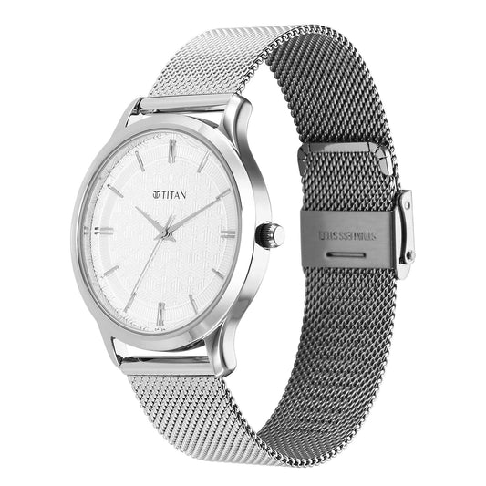 Titan Karishma Silver Dial Metal Strap Analog Watch for Men