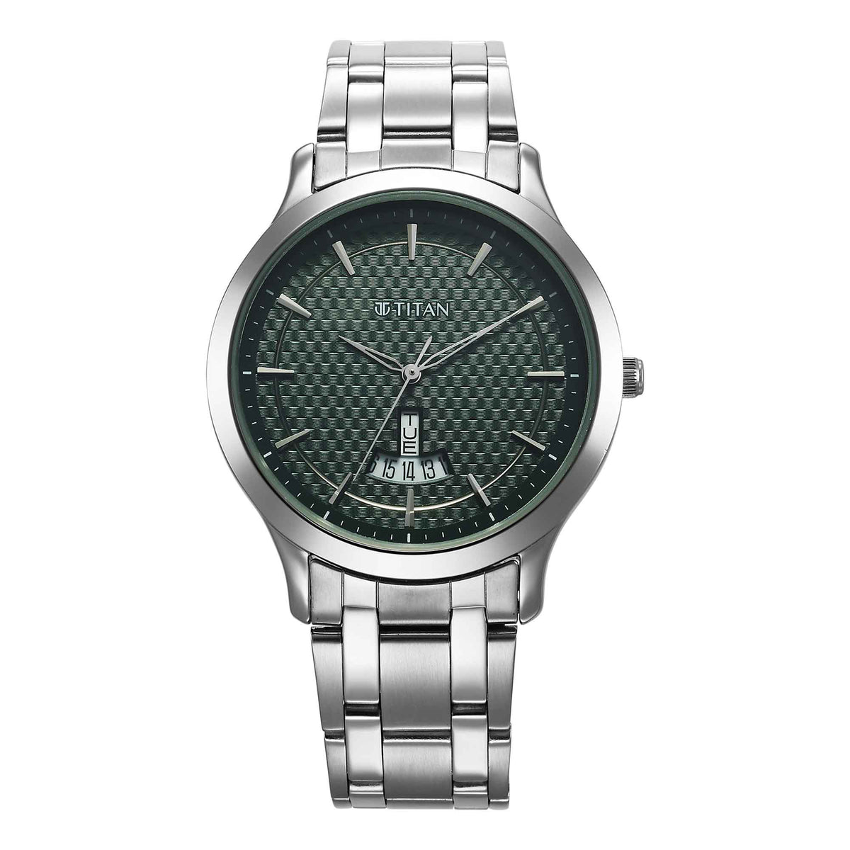 Titan Karishma Green Dial Silver Metal Strap Analog Watch for Men
