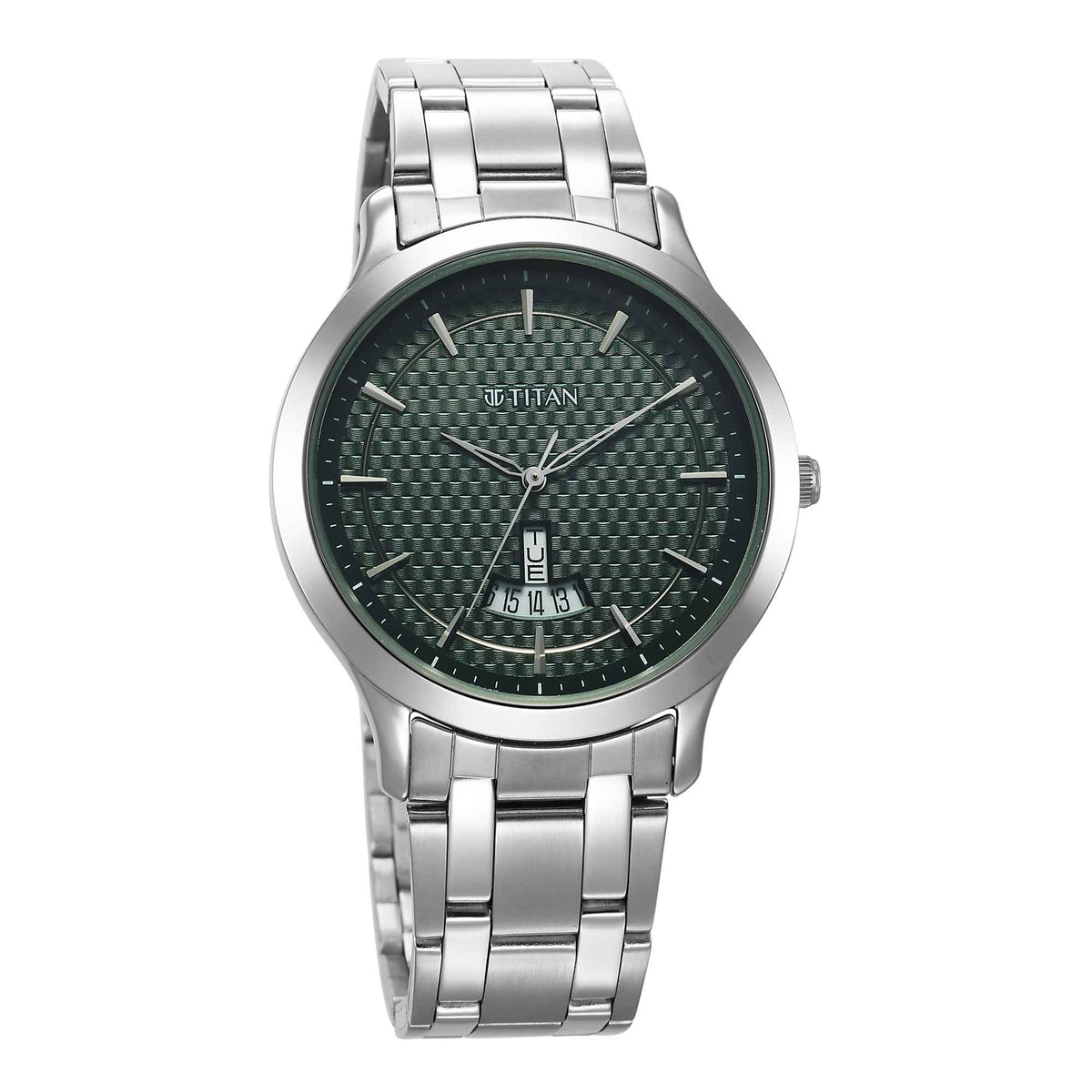 Titan Karishma Green Dial Silver Metal Strap Analog Watch for Men