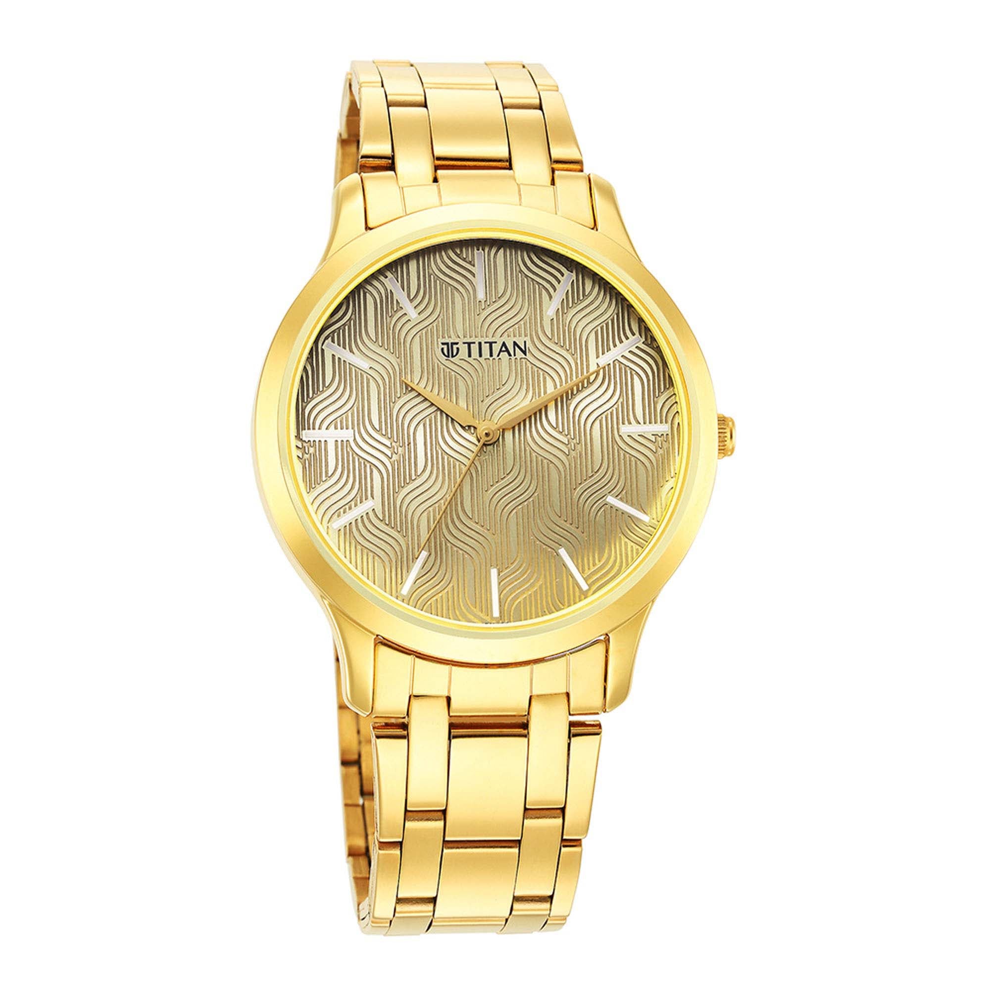 Karishma Radiance Champagne Dial Alog Watch for Men (1825YM03)