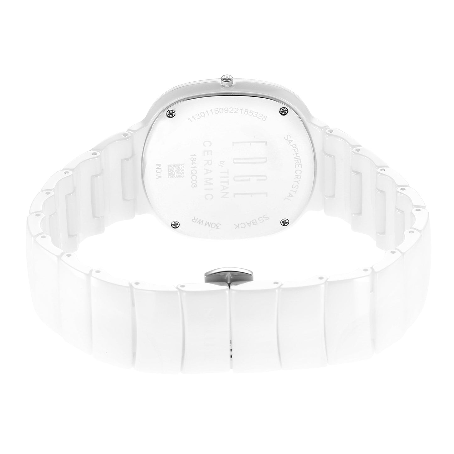 Titan Edge Squircle Quartz in Arctic White with Glossy Ceramic Unisex Watch