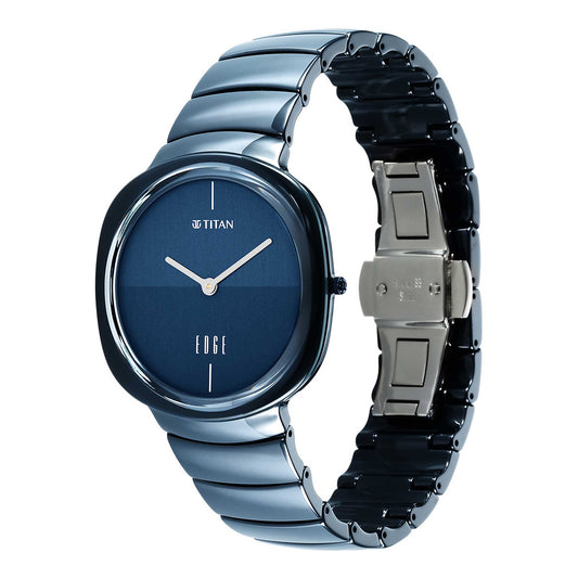 Titan Edge Squircle Quartz in Atlantic Blue with Glossy Ceramic Unisex Watch