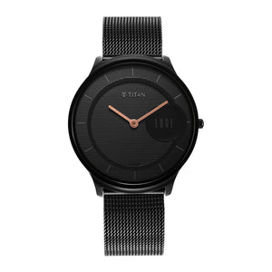 Titan Edge Baseline Black Dial Analog Stainless Steel Strap Watch for Men