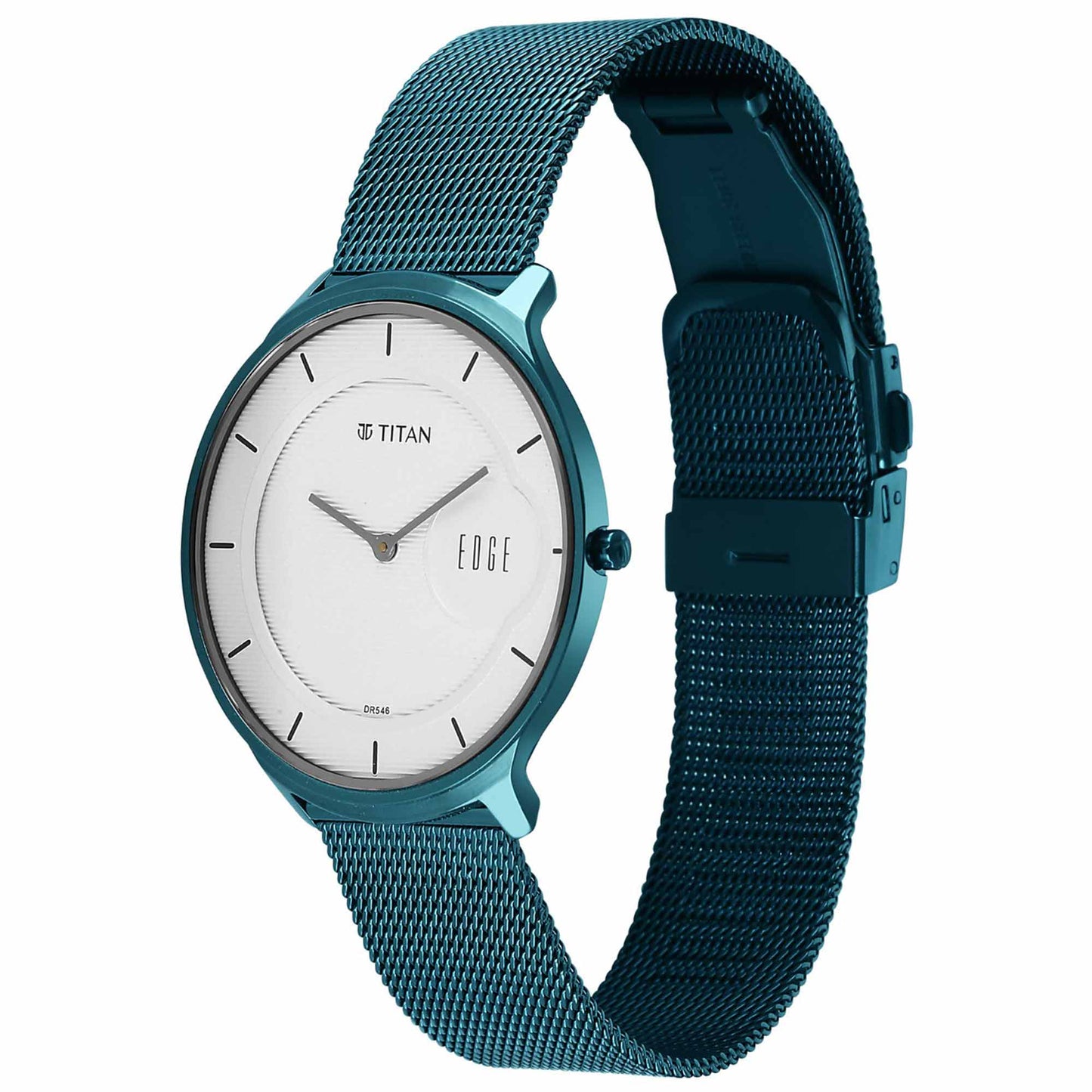 Titan Edge White Dial Blue Stainless Steel Strap Analog Watch For Men
