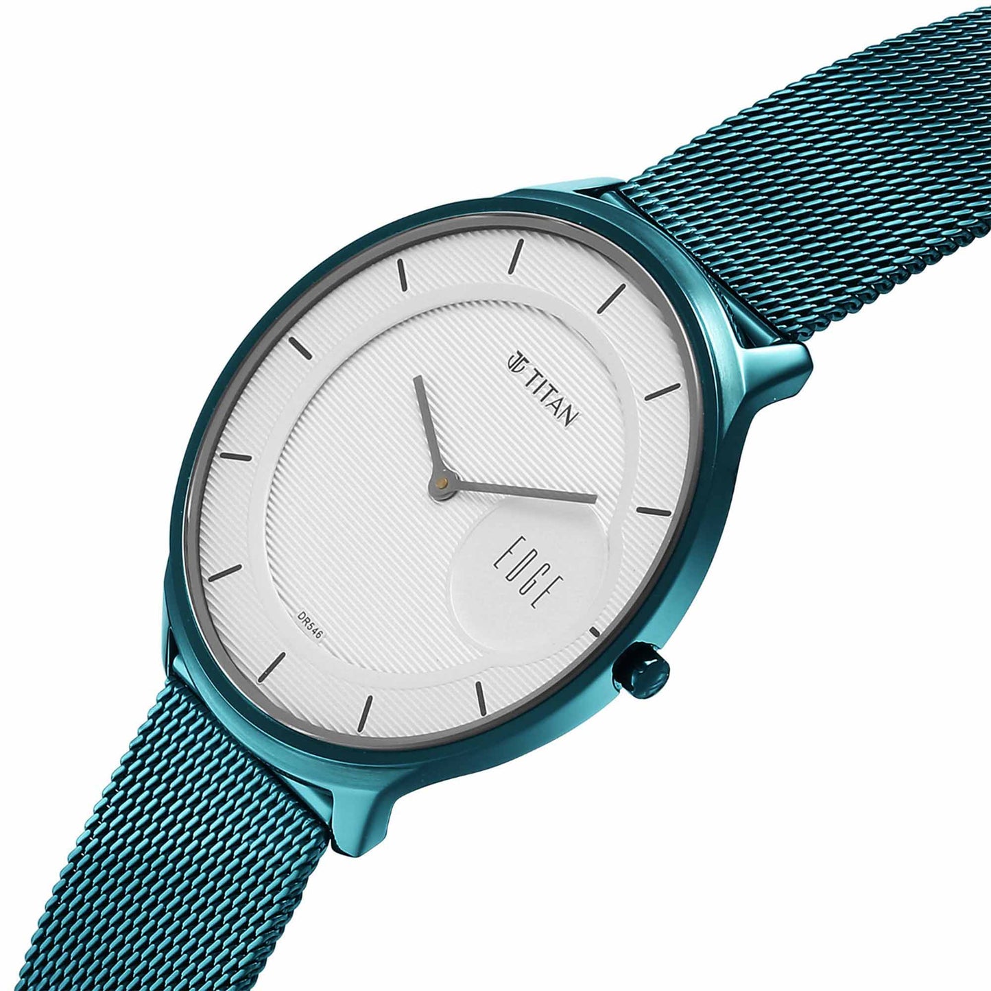 Titan Edge White Dial Blue Stainless Steel Strap Analog Watch For Men