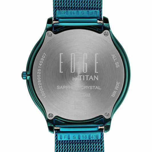Titan Edge White Dial Blue Stainless Steel Strap Analog Watch For Men