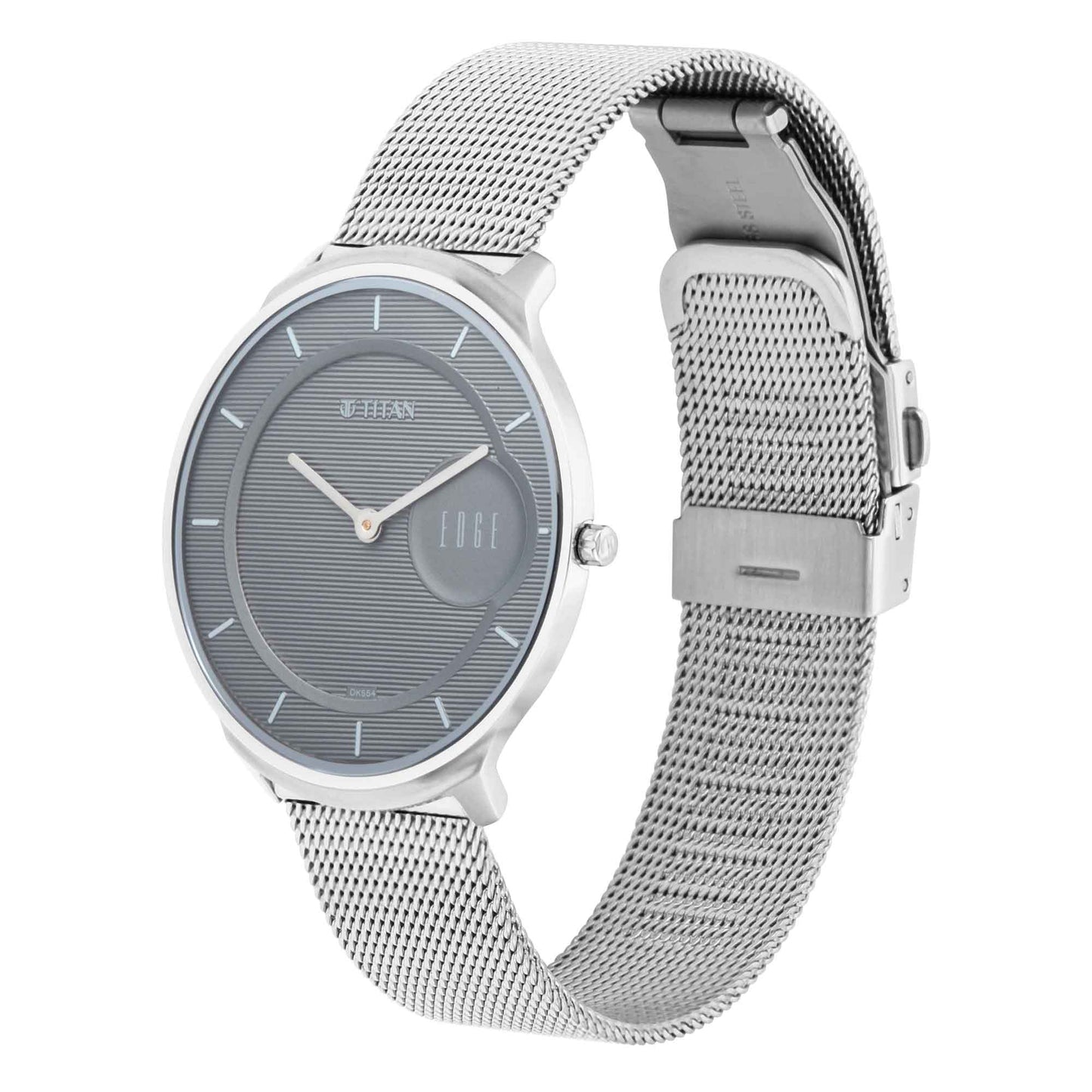 Titan Minimals Grey Dial Analog Stainless Steel Strap Watch for Men