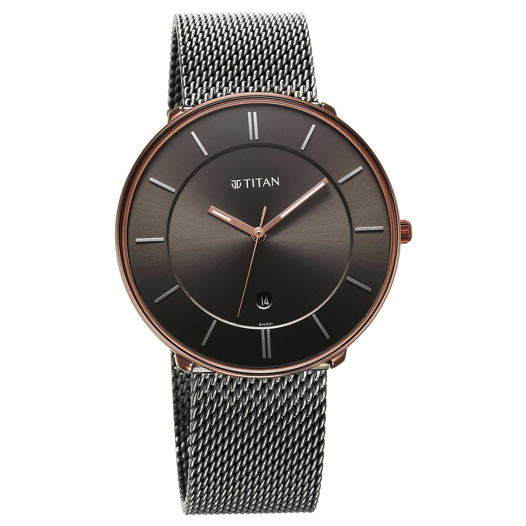 Titan Quartz Analog Anthracite Dial Stainless Steel Strap Watch for Men