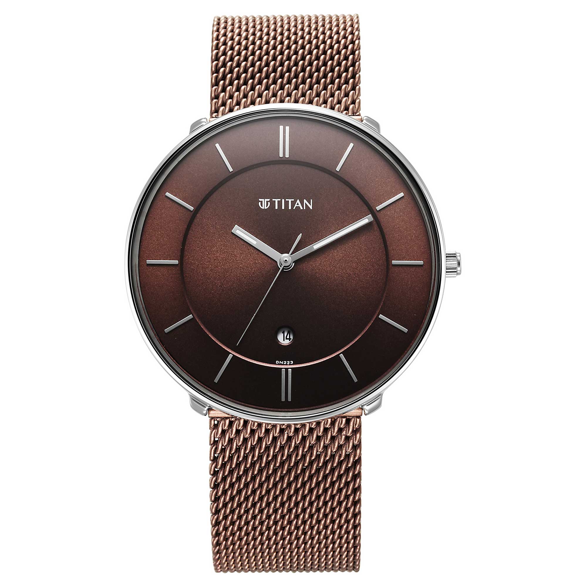 Titan Noir Brown Dial Analog Stainless Steel Strap watch for Men