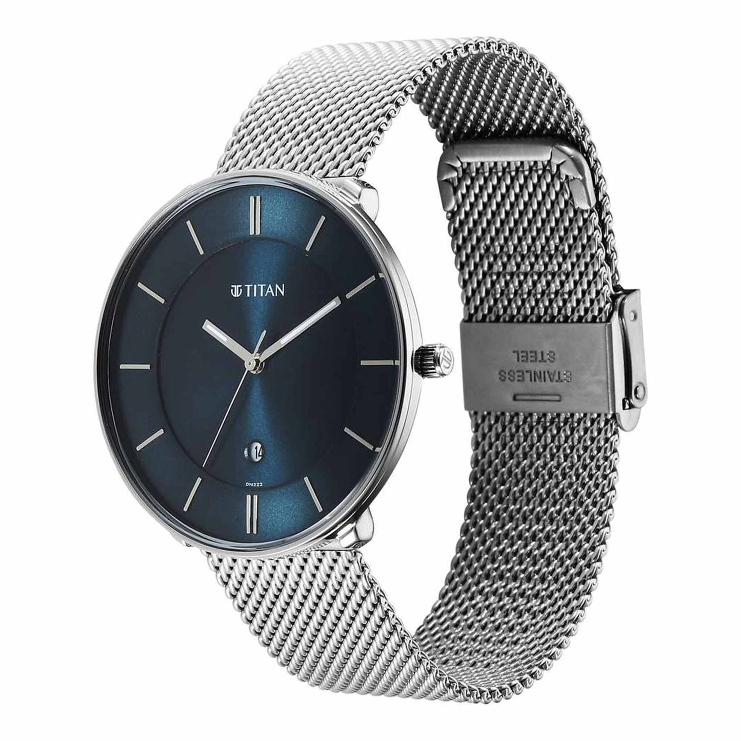 Titan Noir Blue Dial Analog Stainless Steel Strap Watch for Men