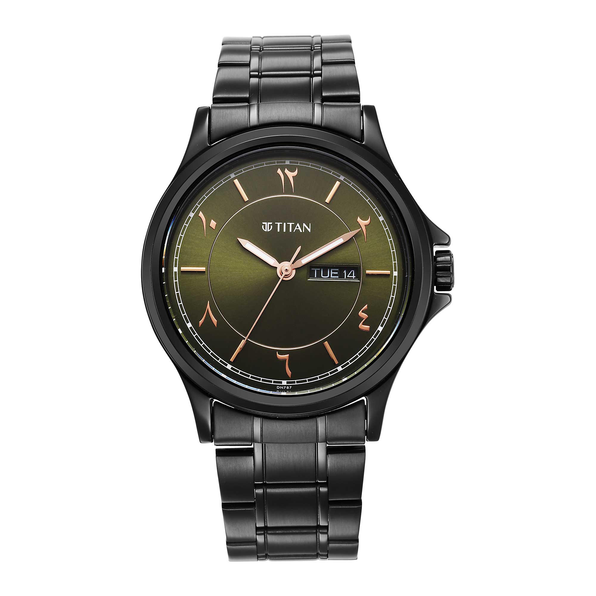 Titan Marhaba Green Dial Analog Stainless Steel Strap Watch for Men