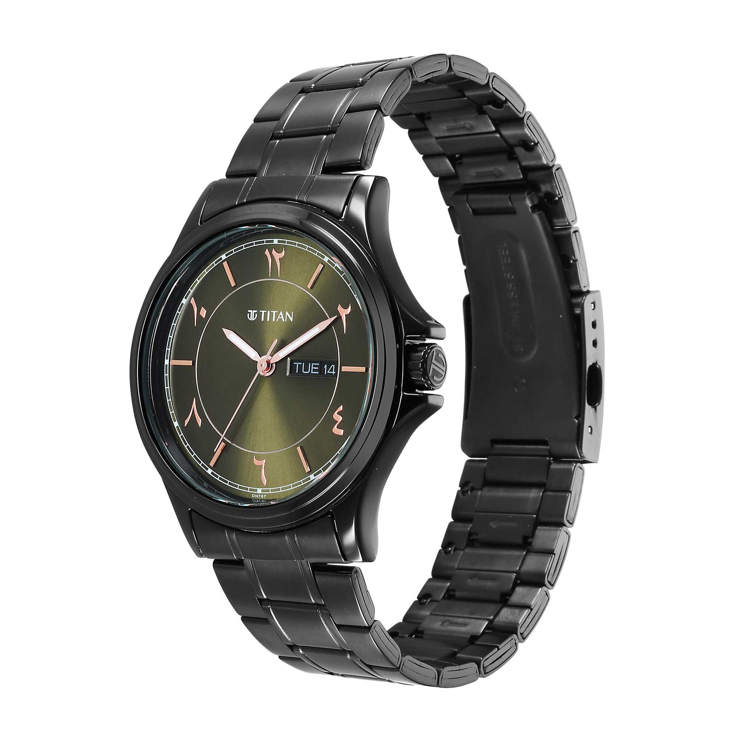 Titan Marhaba Green Dial Analog Stainless Steel Strap Watch for Men