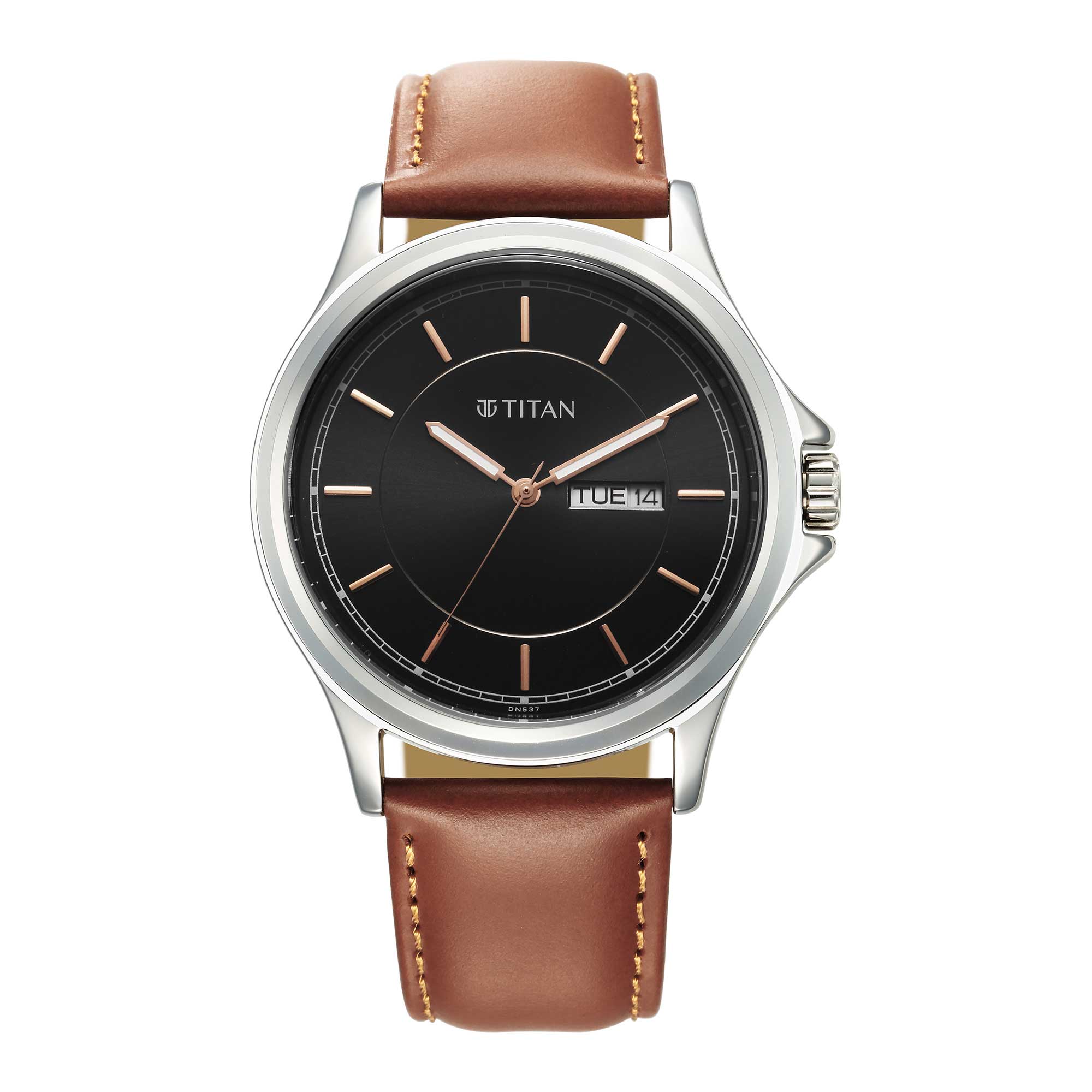 Titan Urban Black Dial Analog Leather Strap Watch for Men