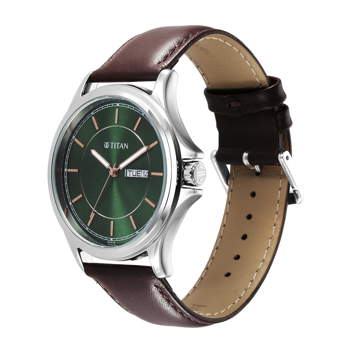 Titan Urban Green Dial Analog Leather Strap Watch for Men