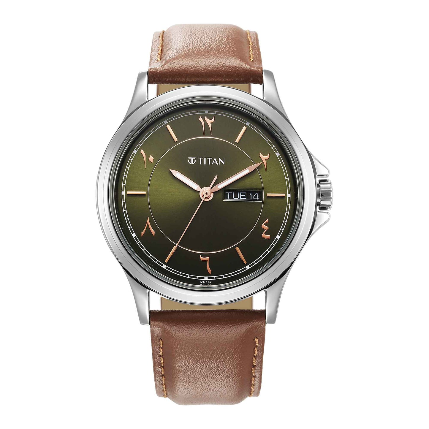 Titan Marhaba Green Dial Analog Leather Strap watch for Men