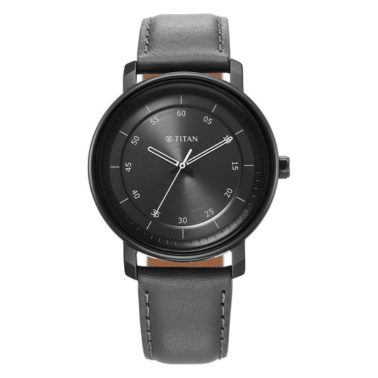 Titan Workwear Quartz Alog Anthracite Dial Leather Strap Watch for Men (1884NL01)