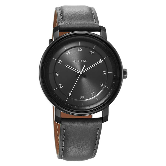 Titan Workwear Quartz Alog Anthracite Dial Leather Strap Watch for Men (1884NL01)