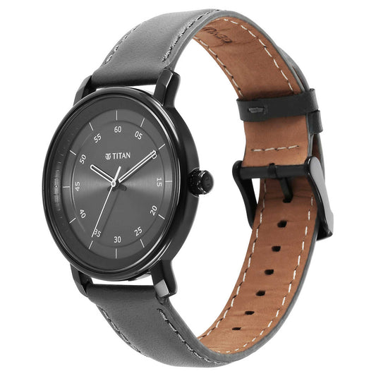 Titan Workwear Quartz Alog Anthracite Dial Leather Strap Watch for Men (1884NL01)