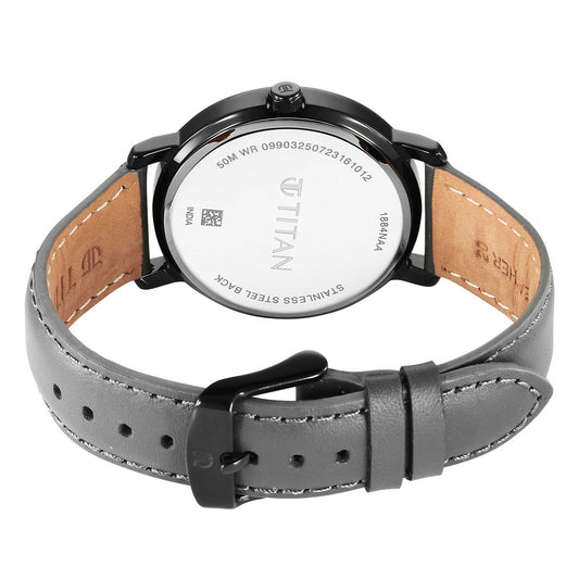 Titan Workwear Quartz Alog Anthracite Dial Leather Strap Watch for Men (1884NL01)