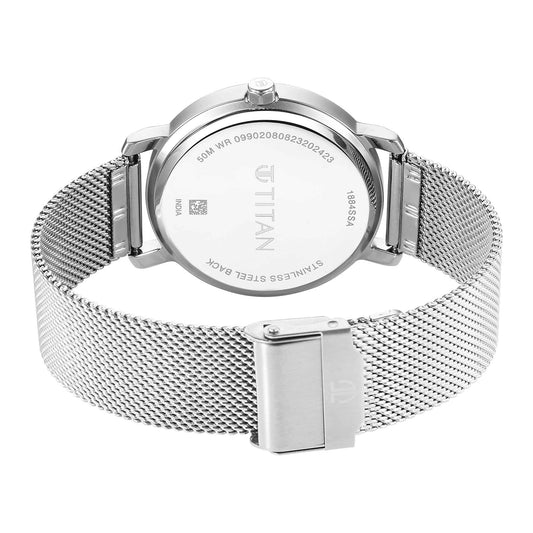 Titan Workwear Quartz Alog Silver Dial Stainless Steel Strap Watch for Men (1884SM01)