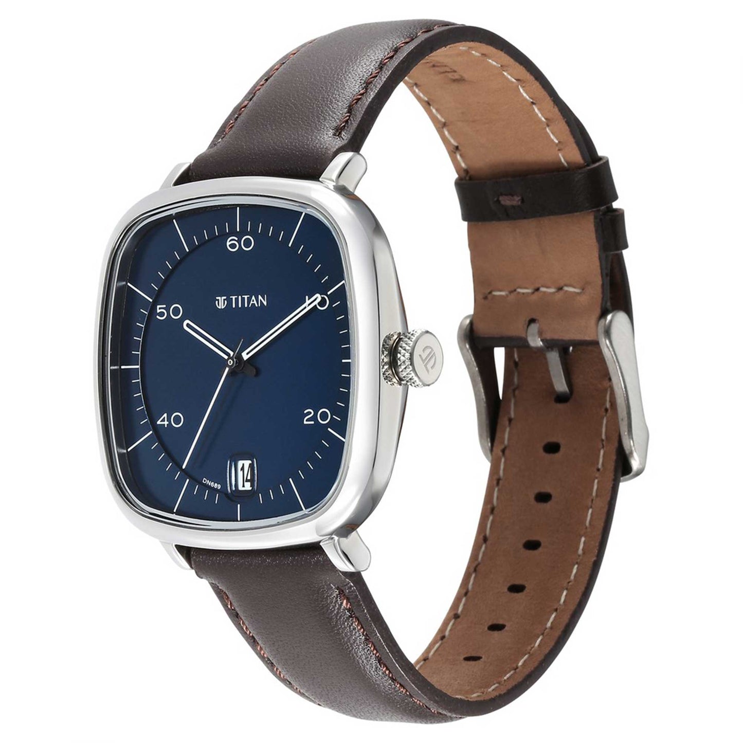 Titan Neo Curve Quartz Analog Anthracite Dial Brown Leather Strap Watch for Men