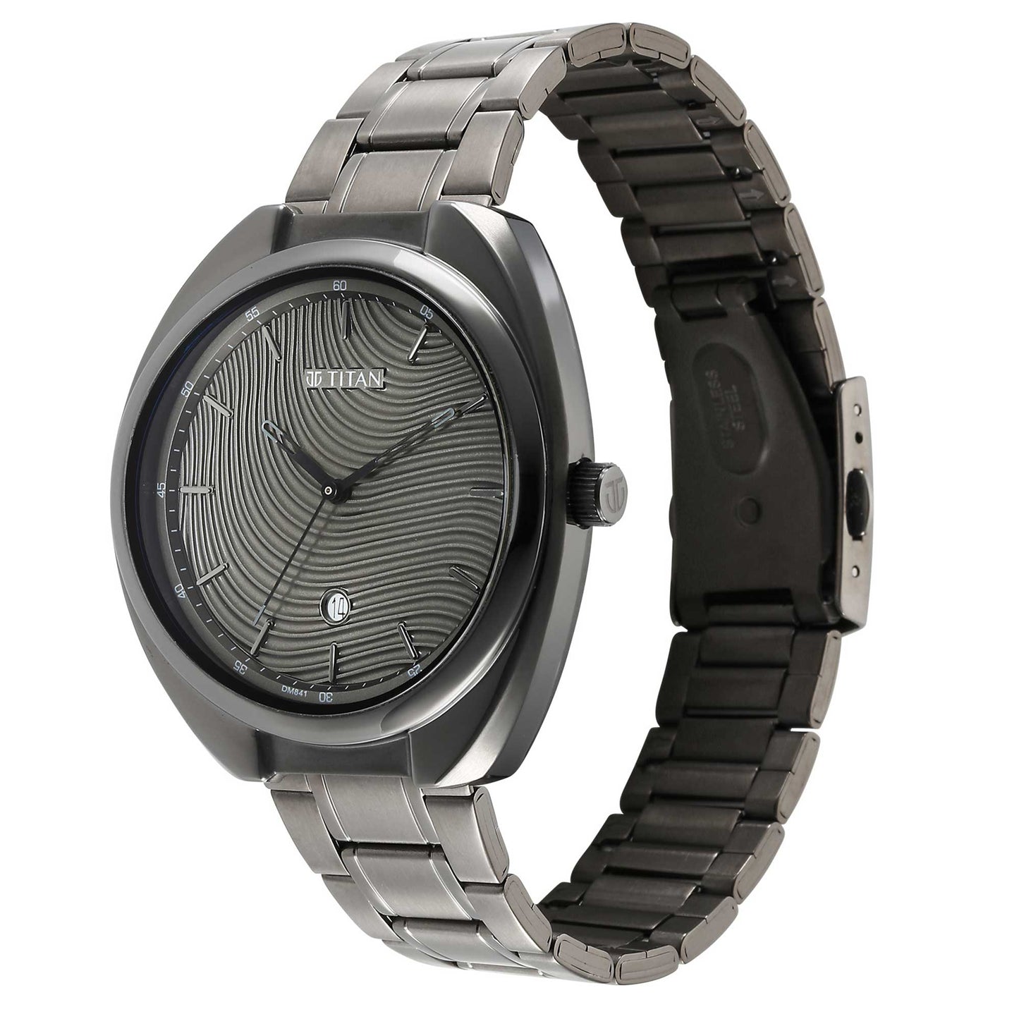 Titan Quartz Analog Anthracite Dial Stainless Steel Strap Watch for Men