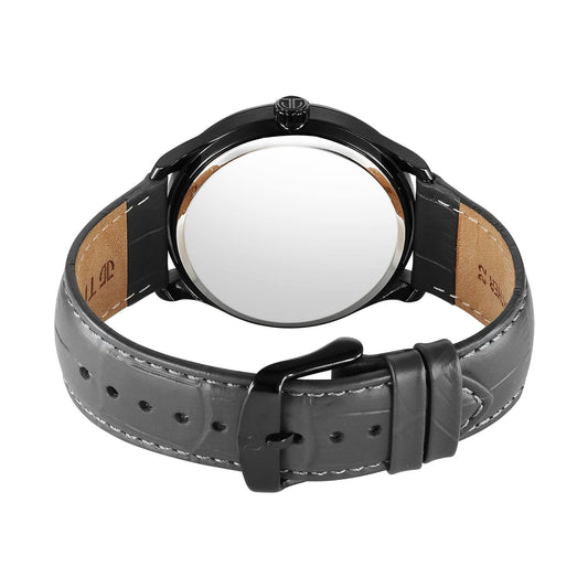 Titan Stellar Analog with Earth Disc and Gray Dial Gray Leather Strap Watch for Men 1890NL01