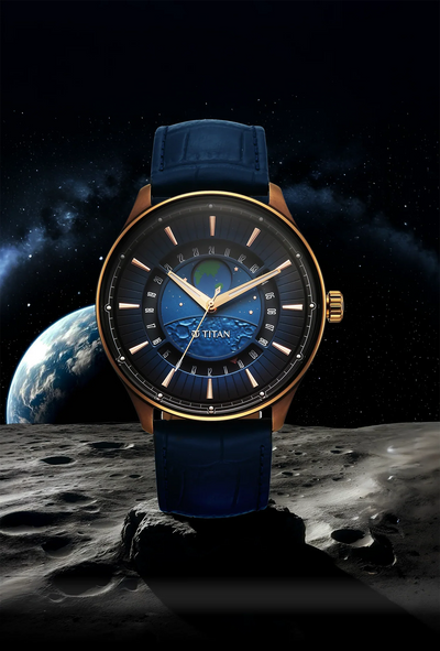 Titan Stellar Earth Disc Blue Dial Watch