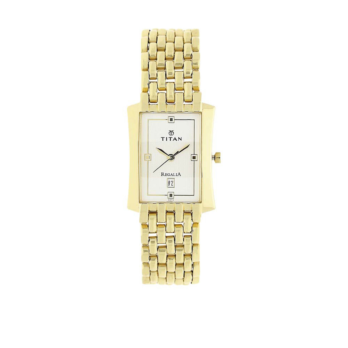 Titan White Dial Gold Metal Strap Analog with Date Watch for Men