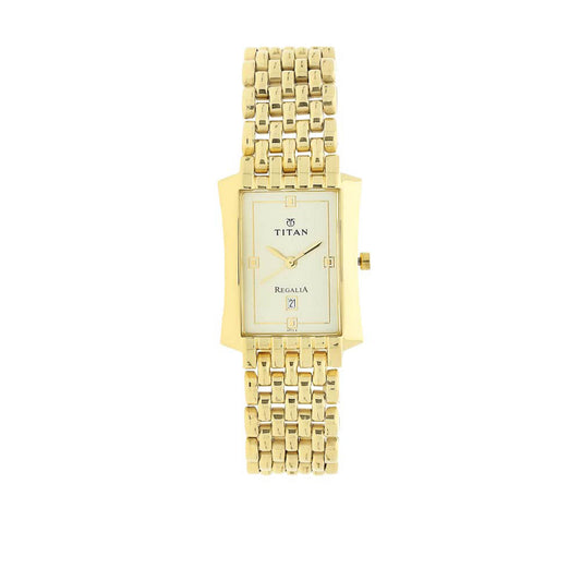 Titan Quartz Analog with Date White Dial Stainless Steel Strap Watch for Men