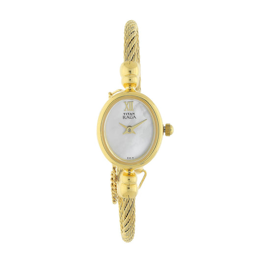 Titan Quartz Analog Mother of Pearl Dial Metal Strap Watch for Women