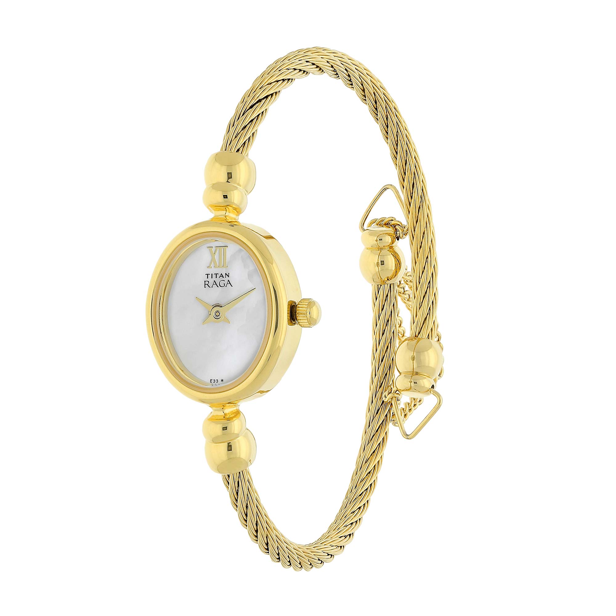 Titan Quartz Analog Mother of Pearl Dial Metal Strap Watch for Women