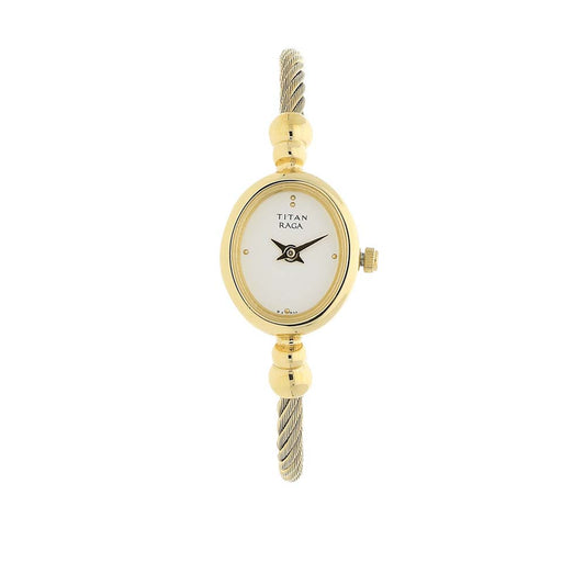 Titan Raga White Dial Analog Stainless Steel Strap watch for Women