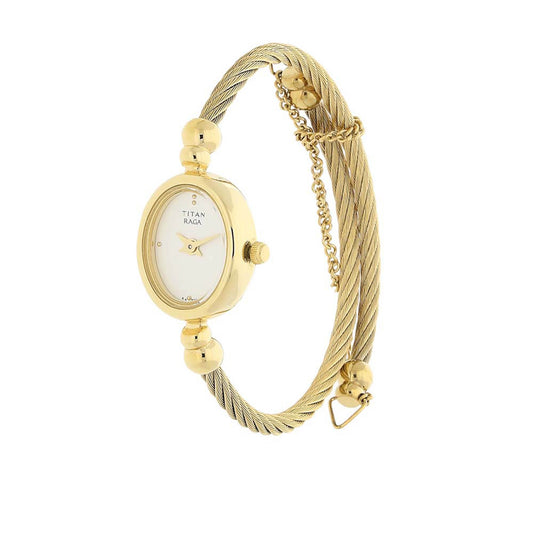 Titan Raga White Dial Analog Stainless Steel Strap watch for Women
