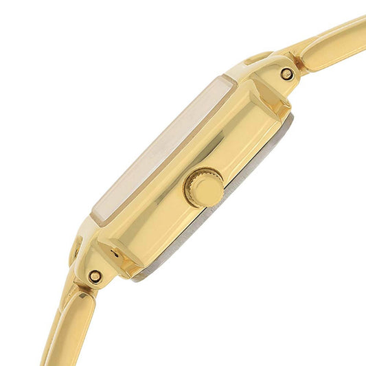 Titan Champagne Oval Dial Golden Metal Strap Analog Watch for Women