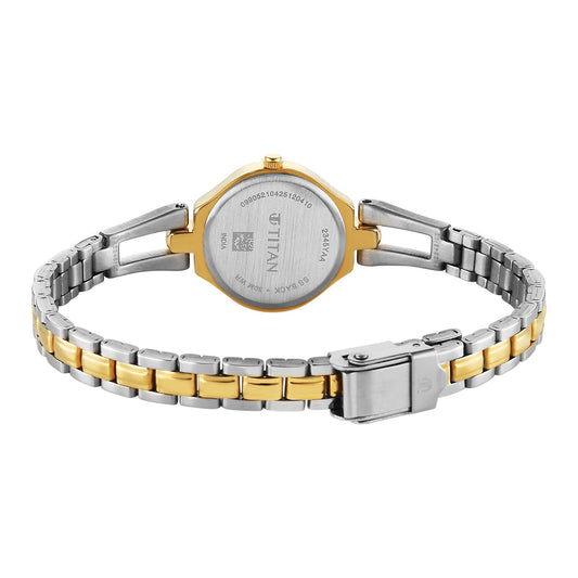 Titan Karishma Silver Dial Dual Color Stainless Steel Strap Analog Watch For Women