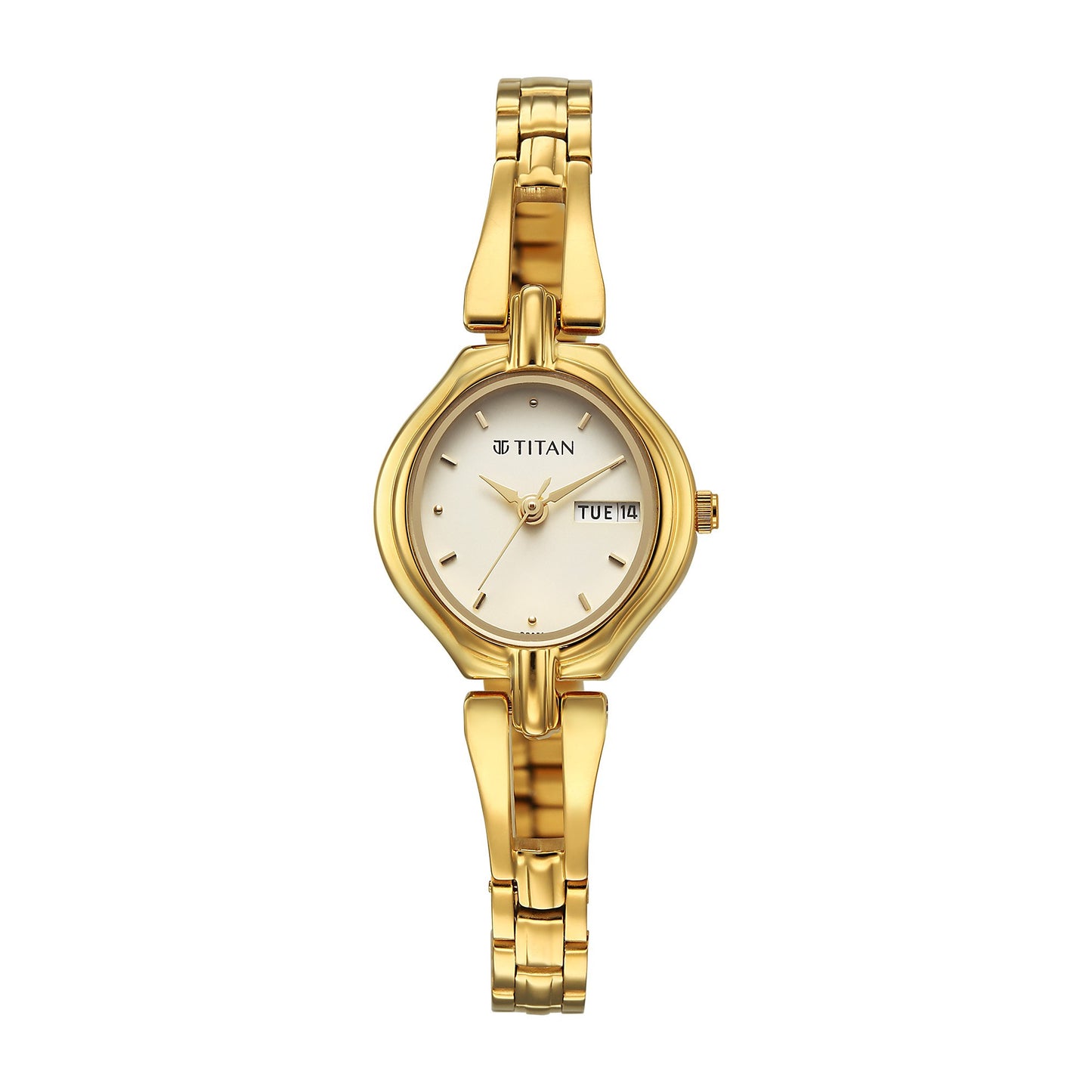Titan Karishma Gold Dial Stainless Steel Strap Analog Watch For Women