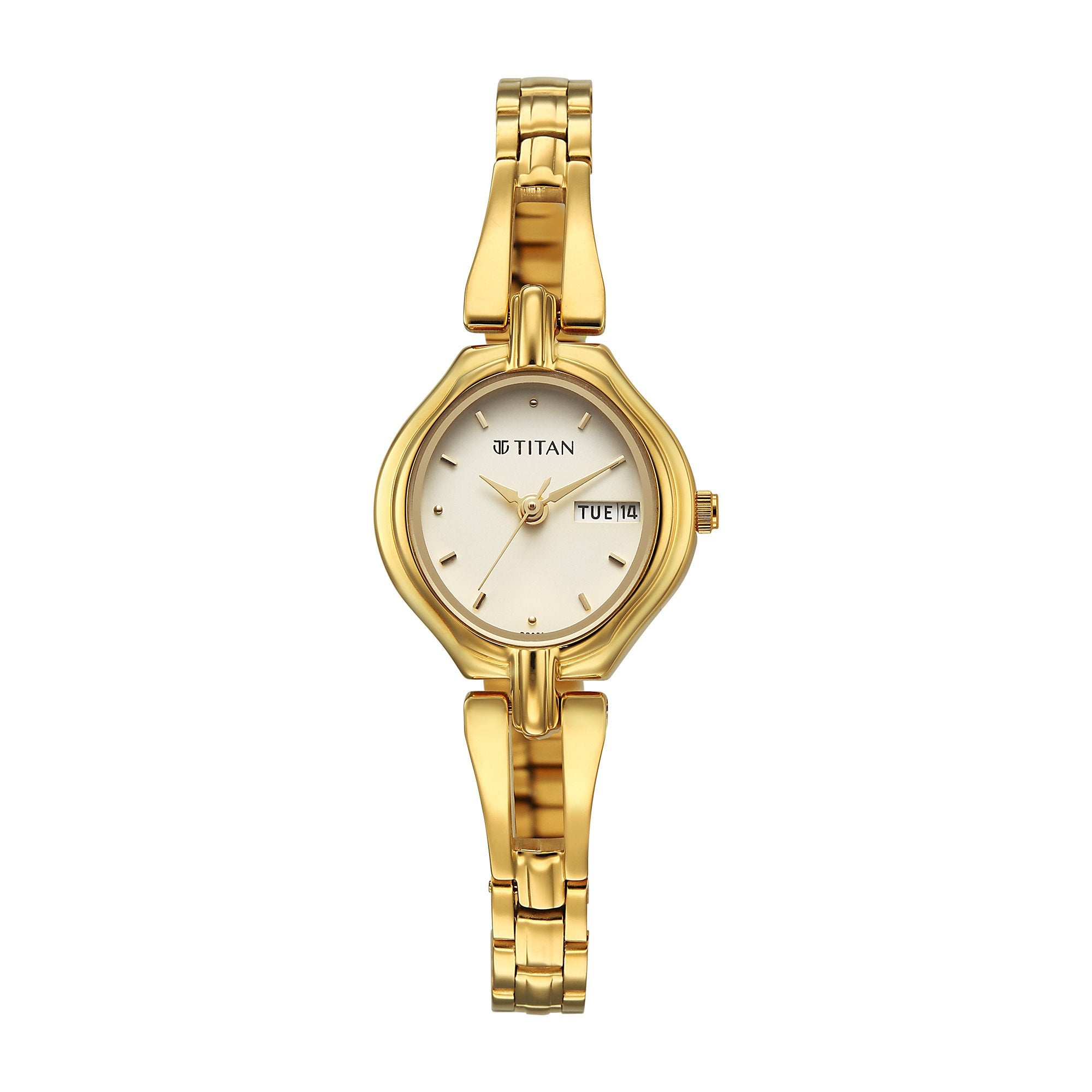 Titan Karishma Gold Dial Stainless Steel Strap Analog Watch For Women