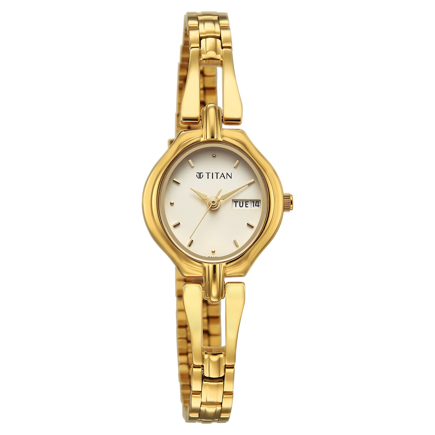 Titan Karishma Gold Dial Stainless Steel Strap Analog Watch For Women