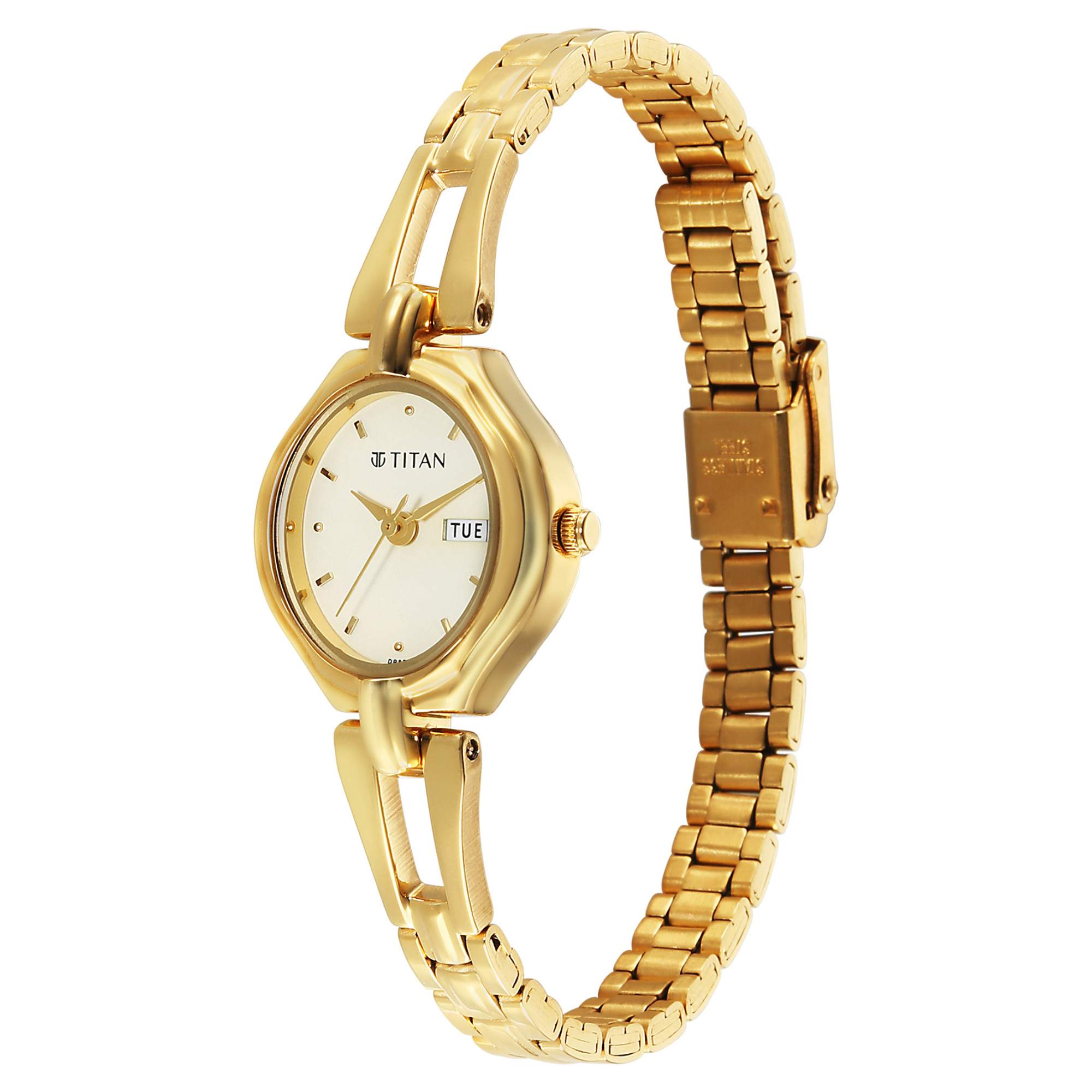 Titan Karishma Gold Dial Stainless Steel Strap Analog Watch For Women